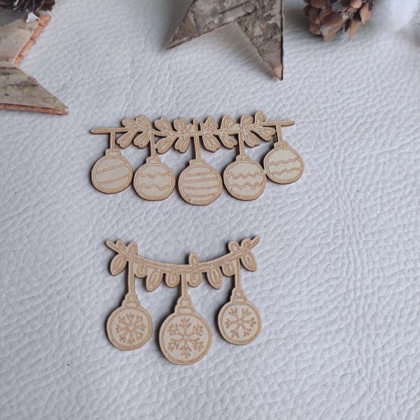 Lot 2 guirlandes boules de Noël en carton bois SCRAPMOUSET