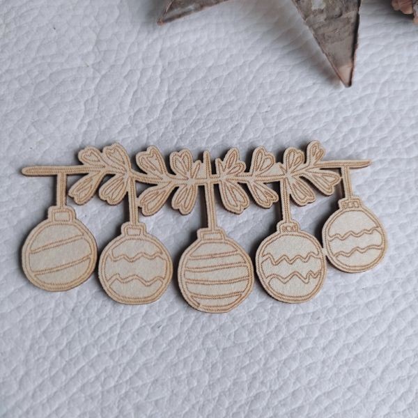 Lot 2 guirlandes boules de Noël en carton bois SCRAPMOUSET