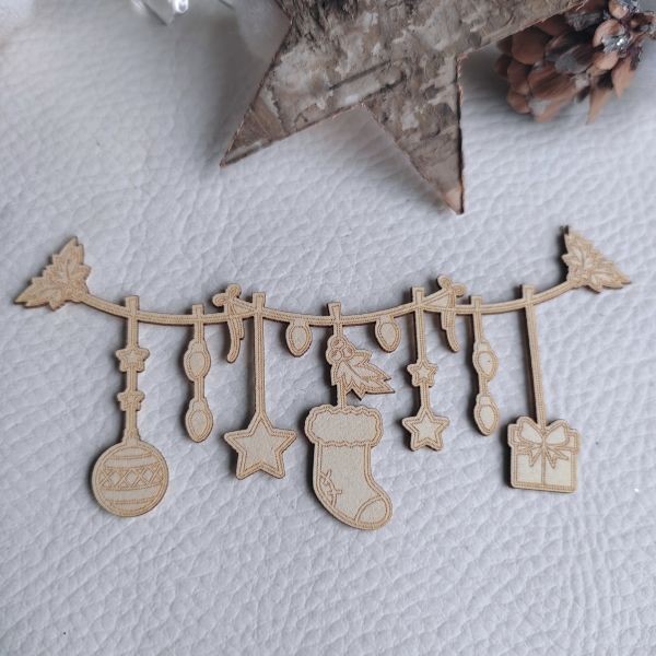 Lot 2 guirlandes festives en carton bois SCRAPMOUSET
