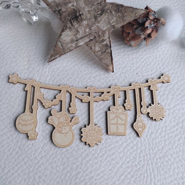 Lot 2 guirlandes festives en carton bois SCRAPMOUSET