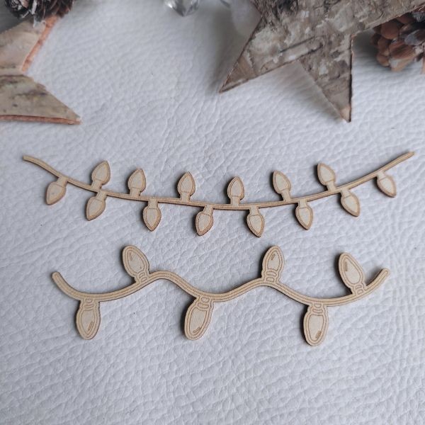 Lot 2 guirlandes ampoules en carton bois SCRAPMOUSET