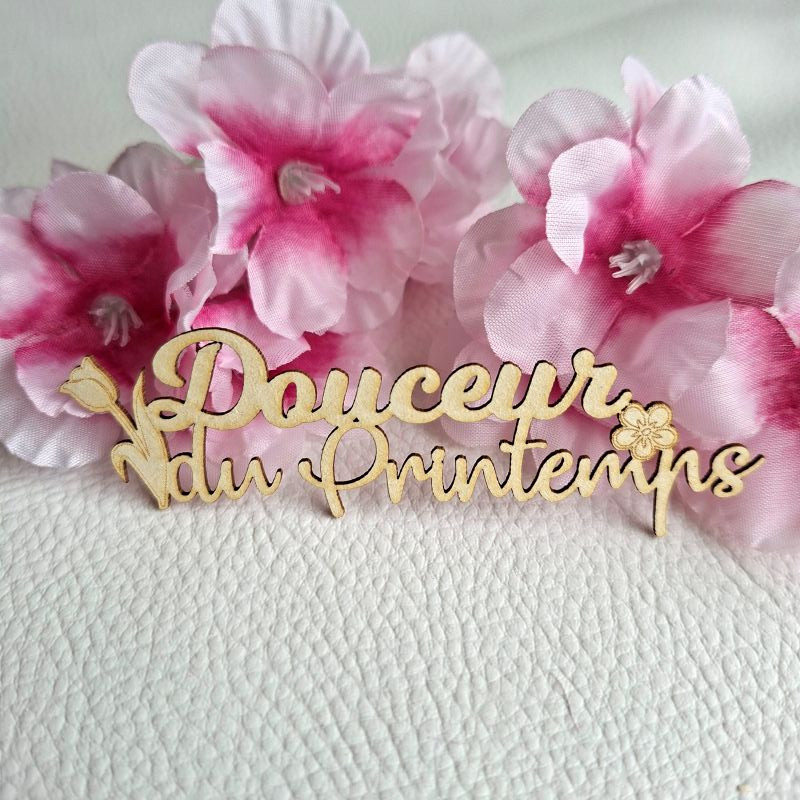 Mot Douceur du Printemps carton bois SCRAPMOUSET