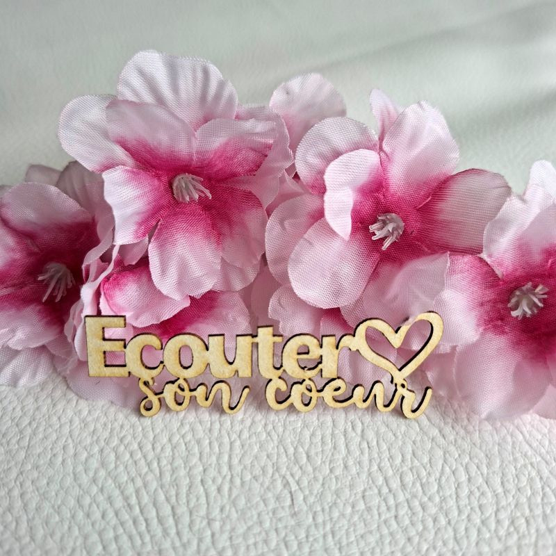 Mot Ecouter son coeur carton bois SCRAPMOUSET